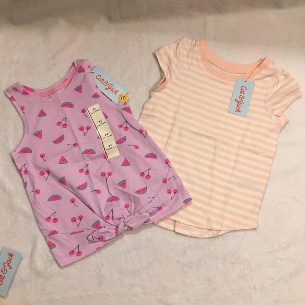 NWT‎ Baby Girl Tops Bundle 3T – 2‑Pack Cotton Summer Shirts